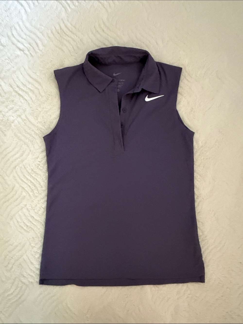 Nike Women’s Sleeveless Polo Tank - Dark Purple with White Swoosh